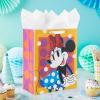 Birthday Hallmark Disney 13″ Large Gift Bag with Tissue Paper (Minnie Mouse, Yellow and Orange with Pink Polka Dots), Kids, Adults, Fans(Minnie Mouse)