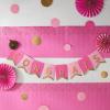 Crayola Color Pop Party Decorations Set – Red, Orange, Pink, Yellow (Customizable Banner, Reversible Table Runner, Paper Fan Flowers, Paper Dots) for Birthdays, Holidays, Celebrations(Tickle Me Pink and Gold)
