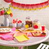 Crayola Color Pop Party Decorations Set – Red, Orange, Pink, Yellow (Customizable Banner, Reversible Table Runner, Paper Fan Flowers, Paper Dots) for Birthdays, Holidays, Celebrations(Scarlet Red  Tickle Me Pink  Melon)