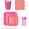 Crayola Color Pop Yellow and Orange Party Supplies (12 Dinner Plates, 12 Dessert Plates, 12 Paper Cups, 24 Napkins, 12 Sets of Plastic Cutlery) for Birthdays, Back to School, Halloween(Melon Orange  Tickle Me Pink)