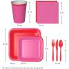Crayola Color Pop Yellow and Orange Party Supplies (12 Dinner Plates, 12 Dessert Plates, 12 Paper Cups, 24 Napkins, 12 Sets of Plastic Cutlery) for Birthdays, Back to School, Halloween(Scarlet Red  Tickle Me Pink)