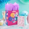 Hallmark 13″ Large Floral Gift Bag with Tissue Paper and Birthday Card (Modern Flowers, Pink, Sage, Blue, Black, Yellow) for Mom, Daughter, Sister, Girlfriend, Aunt, Nana(Pink  Yellow and Blue Confetti Balloons)