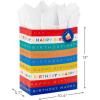 Hallmark 13″ Large Gift Bag with Birthday Card and Tissue Paper (Blue with Stars, Birthday Boy)(Striped Birthday)