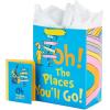 Hallmark 13″ Large Graduation Gift Bag with Greeting Card and Tissue Paper (Black, Red, Blue, Holographic) for High School, College, Law School, Nursing, Kindergarten(Blue)