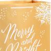 Hallmark 13″ Large Holiday Gift Bags with Handles (3 Metallic Bags: Gold with Snowflakes, Rose Gold, Silver Wreath) for Christmas, Hanukkah, Weddings,(Metallic Gold  Silver  Rose Gold)