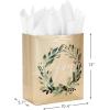 Hallmark 13″ Large Holiday Gift Bags with Handles (3 Metallic Bags: Gold with Snowflakes, Rose Gold, Silver Wreath) for Christmas, Hanukkah, Weddings,(Navy  Gold)