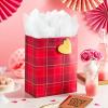Hallmark 13″ Large Valentine’s Day Gift Bag with Tissue Paper and Card (Red Plaid, Gold Heart) for Husband, Boyfriend, Teacher(Plaid)
