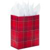 Hallmark 13″ Large Valentine’s Day Gift Bag with Tissue Paper and Card (Red Plaid, Gold Heart) for Husband, Boyfriend, Teacher(Plaid)