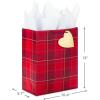 Hallmark 13″ Large Valentine’s Day Gift Bag with Tissue Paper and Card (Red Plaid, Gold Heart) for Husband, Boyfriend, Teacher(Plaid)