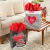 Hallmark 13″ Large Valentine’s Day Gift Bags with Tissue Paper (2 Bags: Vintage Red Truck, Black and White Stripes) for Adults, Spouse, Husband, Boyfriend