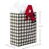 Hallmark 15″ Extra Large Christmas Gift Bag with Tissue Paper (Black Buffalo Plaid with Red Bow)(Buffalow Plaid)