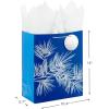Hallmark 15″ Extra Large Christmas Gift Bag with Tissue Paper (Black Buffalo Plaid with Red Bow)(Dark Blue with Silver Pine Tree Branch)