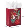 Hallmark 15″ Extra Large Christmas Gift Bag with Tissue Paper (Black Buffalo Plaid with Red Bow)(Dark Red with Poinsettias)