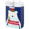 Hallmark 15″ Extra Large Holiday Gift Bag with Tissue Paper and Gift Tag (Trendy Lights on Pink, All Is Bright)(Polar Bear)
