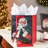 Hallmark 15″ Extra Large Holiday Gift Bag with Tissue Paper and Gift Tag (Trendy Lights on Pink, All Is Bright)(Santa Claus)