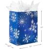 Hallmark 17″ Extra Large Blue Gift Bags with Tissue Paper (3 Gift Bags: Starry Snowflakes on Navy) for Winter Weddings, Birthdays, Housewarming Gifts(Extra Large)