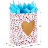 Hallmark 17″ Extra Large Valentine’s Day Gift Bag with Blue Tissue Paper (Gold Heart, Paint Splatters)(Gold Heart on White)