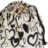 Hallmark 19″ Large Canvas Bag with Yellow Drawstring (Ivory and Blue) for Birthdays, Baby Showers, Father’s Day(Black Hearts)