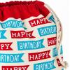 Hallmark 19″ Large Canvas Bag with Yellow Drawstring (Ivory and Blue) for Birthdays, Baby Showers, Father’s Day(Blue and Red Birthday)