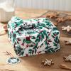 Hallmark 26″ Reusable Christmas Gift Wrap (1 Fabric Wrap: Blue Snowflakes on Natural Cotton) for Holiday Parties, Hanukkah, Winter Weddings(Green Foliage)