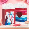 Hallmark 6″ Small Valentine’s Day Gift Bags (8 Bags, 4 Designs: Hearts, Rainbows, Pug Puppy) for Kids, Classroom Parties, Galentines Day(Stripes  Happy Heart Day)