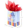 Hallmark 9″ Medium Birthday Gift Bag with Tissue Paper (Blue Happy Birthday)(Blue Birthday Bag with Red Tissue)