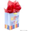 Hallmark 9″ Medium Birthday Gift Bag with Tissue Paper (Blue Happy Birthday)(Blue Birthday Bag with Red Tissue)