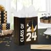 Hallmark 9″ Medium Graduation Gift Bag with Tissue Paper (Gold and Silver Mortarboards on Black) for College, High School, 8th Grade, Kindergarten, Nurses(Class of 2024)
