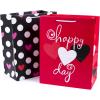 Hallmark 9″ Medium Valentine’s Day Gift Bag with Tissue Paper (Pink and Red Heart Grid)(Dots on Black  Happy Heart Day)