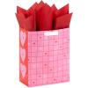 Hallmark 9″ Medium Valentine’s Day Gift Bag with Tissue Paper (Pink and Red Heart Grid)(Pink and Red Heart Grid)