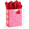 Hallmark 9″ Medium Valentine’s Day Gift Bag with Tissue Paper (Pink and Red Heart Grid)(Pink and Red Heart Grid)