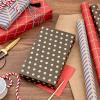 Hallmark All Occasion Reversible Wrapping Paper – Gold & Kraft Stripes, Triangles, Chevron, Polka Dots(Kraft Red  Blue  and Black)