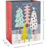 Hallmark Assorted Christmas Gift Bag Bundle (3 Extra Large 17″ Gift Bags, 3 Designs) Trees, Presents, Peace, Love, Joy in Pink, Yellow, Mint Green, Gray and White
