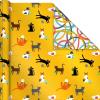 Hallmark Birthday Wrapping Paper Rolls – Balloons, Stars, Cupcakes, Blue Stripes, Solid Red Gift Wrap Paper (Set of 3 Reversible Rolls: 75 sq. ft. ttl.)(Golden Yellow  Multicolor and Light Blue)