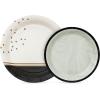 Hallmark Black and Gold Party Supplies (16 Round Dinner Plates, 16 Round Dessert Plates, 16 Beverage Napkins, 16 Dinner Napkins) for Weddings, Graduations, Engagements(Chic Black  Ivory  Gold)