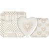 Hallmark Black and Gold Party Supplies (16 Round Dinner Plates, 16 Round Dessert Plates, 16 Beverage Napkins, 16 Dinner Napkins) for Weddings, Graduations, Engagements(Gold and Ivory Hearts  Geometric)