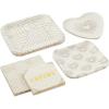 Hallmark Black and Gold Party Supplies (16 Round Dinner Plates, 16 Round Dessert Plates, 16 Beverage Napkins, 16 Dinner Napkins) for Weddings, Graduations, Engagements(Gold and Ivory Hearts  Geometric)