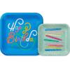 Hallmark Blue and Mint Green Birthday Party Supplies (16 Square Dinner Plates, 16 Square Dessert Plates, 16 Beverage Napkins, 16 Dinner Napkins) Stars and Candles