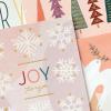 Hallmark Boho Boxed Christmas Card Assortment (16 Cards and Envelopes) Pastel Pink, Purple, Emerald Green, Dove