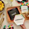 Hallmark Bold Black, White and Red Party Supplies (16 Dinner Plates, 8 Square Dessert Plates, 8 Hexagonal Dessert Plates, 16 Dinner Napkins, 16 Beverage Napkins) “Eat, Celebrate, Be Merry”