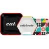 Hallmark Bold Black, White and Red Party Supplies (16 Dinner Plates, 8 Square Dessert Plates, 8 Hexagonal Dessert Plates, 16 Dinner Napkins, 16 Beverage Napkins) “Eat, Celebrate, Be Merry”