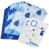 Hallmark Christmas Flat Wrapping Paper Sheets with Gift Tag Seals – Snowflakes, Deer, Tartan Plaid Gift Wrap Paper (12 Sheets, 16 Gift Tag Stickers) for Holiday Parties, Hanukkah, Winter Weddings(Blue Plaid  Snowflakes  Trees)