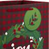 Hallmark Christmas Gift Bag Assortment, Traditional (Pack of 8 Gift Bags; 3 Small 6″, 3 Medium 9″, 2 Large 13″) Snowmen, Red Plaid, Kraft Stripes, “Joy” Wreath