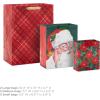 Hallmark Christmas Gift Bag Assortment with Tissue Paper (Pack of 3 Gift Bags: 1 Large 13″, 2 Extra Large 15″) Gold, Plaid, Santa(Red Plaid  Retro Santa  Poinsettia)