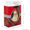 Hallmark Christmas Gift Bag Assortment with Tissue Paper (Pack of 3 Gift Bags: 1 Large 13″, 2 Extra Large 15″) Gold, Plaid, Santa(Retro Santa  Merry Christmas  Plaid Tree)