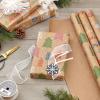 Hallmark Christmas Wrapping Paper Rolls – Minimalist Brown Kraft Trees, Antlers, Snowflakes Gift Wrap Paper (3 Rolls: 90 sq. ft. ttl.) for Holiday Parties, Hanukkah, Winter Weddings(Snowflakes  Pink Trees  “All Kinds of Merry”)