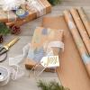 Hallmark Christmas Wrapping Paper Rolls – Minimalist Brown Kraft Trees, Antlers, Snowflakes Gift Wrap Paper (3 Rolls: 90 sq. ft. ttl.) for Holiday Parties, Hanukkah, Winter Weddings(Snowflakes  Blue and Green Foliage  Trees)
