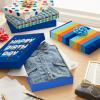 Hallmark Designed Shirt Boxes with Lids (8 Boxes: 2 Each of Orange and Blue Stripes, Plaid, Dots, Happy Birthday) for Birthdays, Father’s Day, Graduations(Box Bundle)