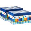 Hallmark Designed Shirt Boxes with Lids (8 Boxes: 2 Each of Orange and Blue Stripes, Plaid, Dots, Happy Birthday) for Birthdays, Father’s Day, Graduations(Box Bundle)