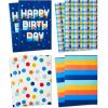 Hallmark Designed Shirt Boxes with Lids (8 Boxes: 2 Each of Orange and Blue Stripes, Plaid, Dots, Happy Birthday) for Birthdays, Father’s Day, Graduations(Box Bundle)